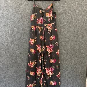 Ambiance Black Floral Maxi Romper Women’s L Whimsigoth Witchy Boho Festival